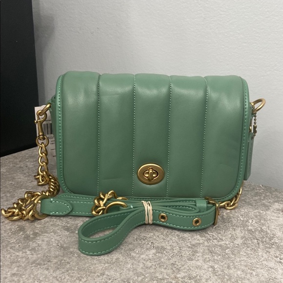 Coach Handbags - Coach Limited Edition Quilted DinkyGreen Crossbody Bag with Gold Accents